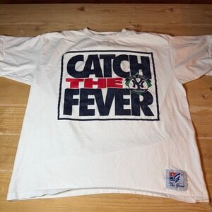 Vintage The Game New York Yankees Catch‎ The Fever T-Shirt White XL Made in USA